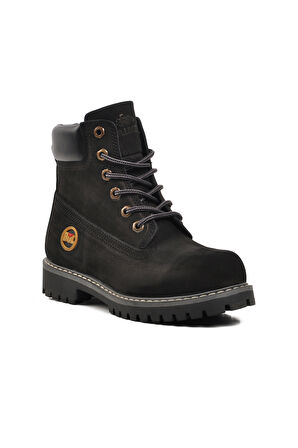 Bulldozer Siyah Nubuk Hakiki Deri Unisex Bot