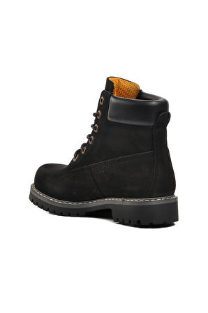 Bulldozer Siyah Nubuk Hakiki Deri Unisex Bot