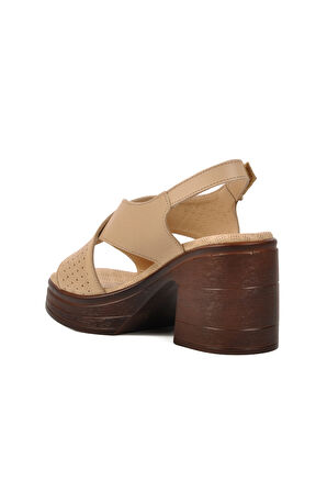 Aspor Bej Kadın Topuklu Sandalet