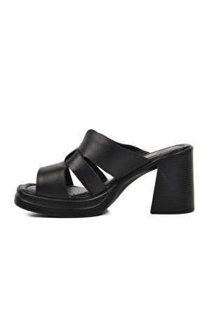 Venüs Siyah Kadın Topuklu Terlik