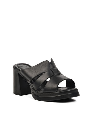 Venüs Siyah Kadın Topuklu Terlik