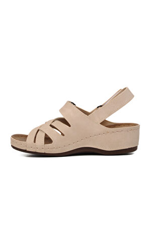 Aspor Bej Kadın Düz Sandalet
