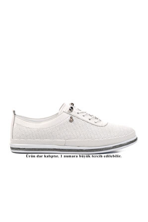 Voyager Beyaz Hakiki Deri Kadın Düz Rahat Günlük Ayakkabı