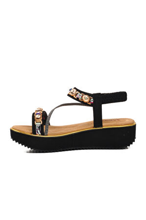 Voyager Siyah Kadın Düz Sandalet