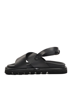 Aspor Siyah Kadın Düz Sandalet