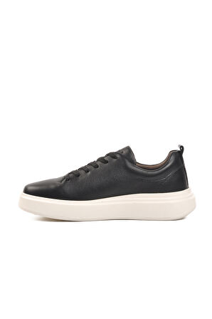 Aspor Siyah Ortopedik Hakiki Deri Erkek Sneaker Ayakkabı