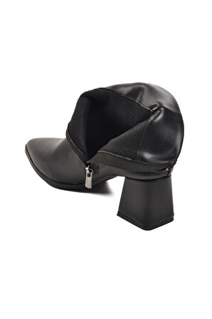 Aspor Siyah Cilt Kadın Topuklu Bot