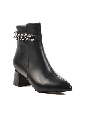 Aspor Siyah Poliüretan Kadın Topuklu Bot