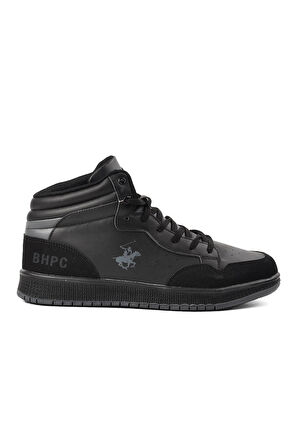 Beverly Hills Polo Club Siyah Suni Deri Erkek Hi Sneaker Ayakkabı