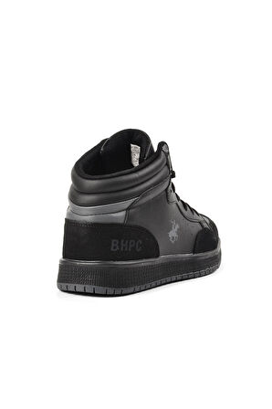 Beverly Hills Polo Club Siyah Suni Deri Erkek Hi Sneaker Ayakkabı
