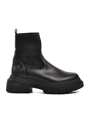Pierre Cardin Siyah Suni Deri Kadın Chelsea Bot