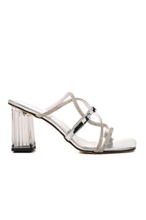 Pierre Cardin Gümüş Ayna Kadın Topuklu Terlik