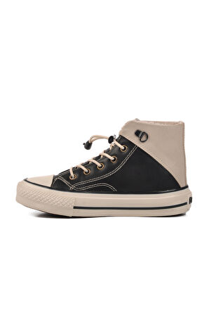 Walkway Siyah Bej Çocuk Hi Sneaker Ayakkabı