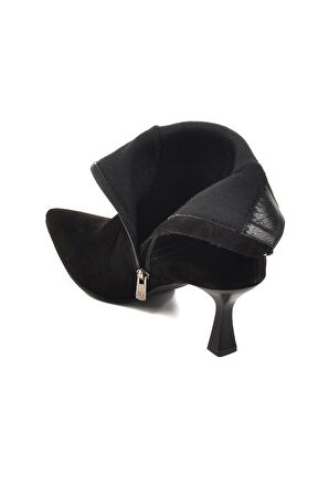 Aspor Siyah Süet İçi Polarlı Hakiki Deri Kadın Topuklu Bot