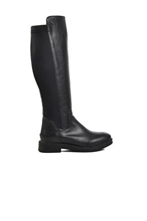 Pierre Cardin Siyah Cilt Polyester Karışımlı Kadın Düz Çizme