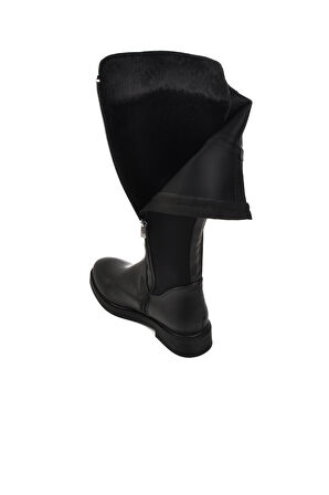 Pierre Cardin Siyah Cilt Polyester Karışımlı Kadın Düz Çizme