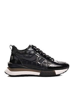 Marcomen Siyah Siyah Rugan Erkek Sneaker Ayakkabı