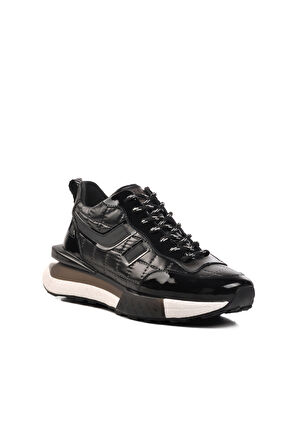 Marcomen Siyah Siyah Rugan Erkek Sneaker Ayakkabı