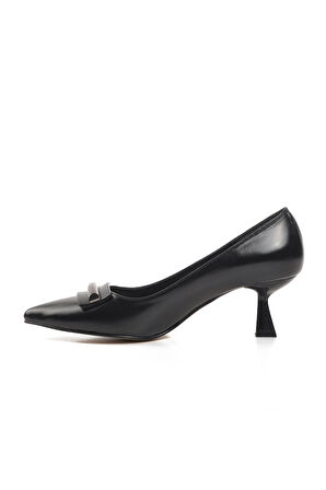 Aspor Siyah Cilt Kadın Topuklu Ayakkabı