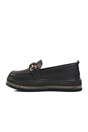 Aspor Siyah Kadın Loafer Ayakkabı