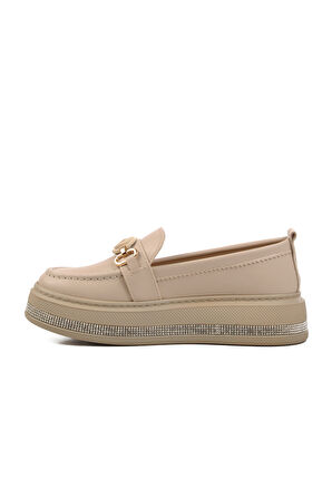 Aspor Bej Kadın Loafer Ayakkabı