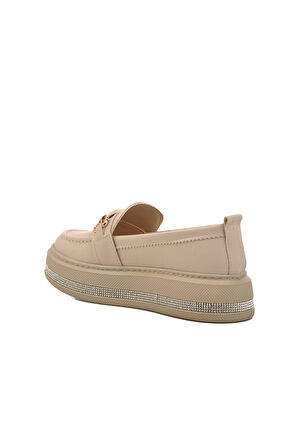 Aspor Bej Kadın Loafer Ayakkabı