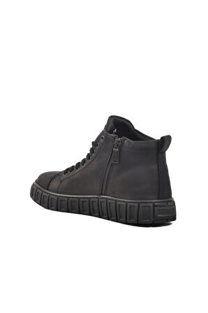 Bulldozer Siyah Nubuk Hakiki Deri Düz Erkek Bot