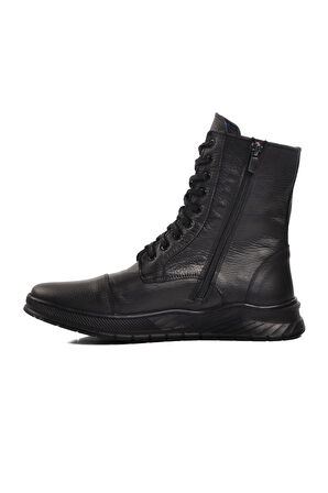 Aspor Siyah İçi Polarlı Hakiki Deri Düz Erkek Bot