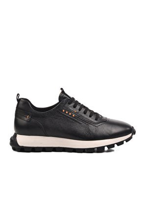 Aspor Siyah Hakiki Deri Erkek Sneaker Ayakkabı