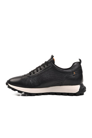 Aspor Siyah Hakiki Deri Erkek Sneaker Ayakkabı