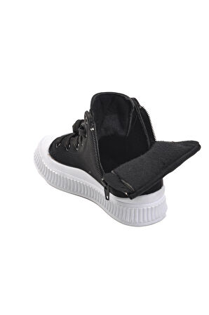 Walkway Siyah Beyaz İçi Polarlı Unisex Çocuk Bot