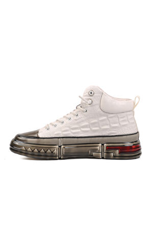 Guja Beyaz Hakiki Deri Bilek Boy Erkek Sneaker