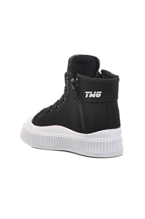Walkway Siyah Beyaz Unisex İçi Polarlı Çocuk Bot