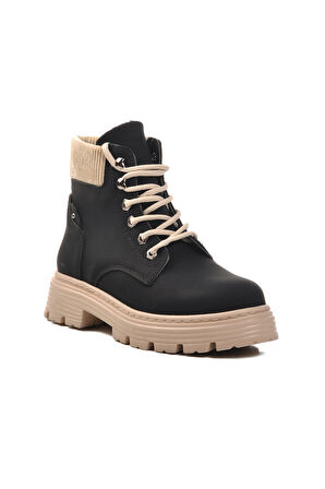 Aspor Siyah Bej Bağcıklı Kadın Bot