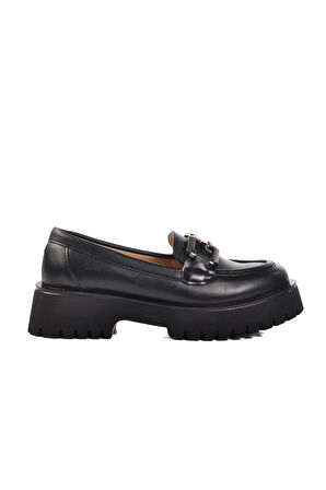 Aspor Siyah Kadın Loafer Ayakkabı