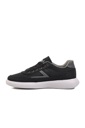 Aspor Siyah Beyaz Keten Erkek Sneaker Ayakkabı