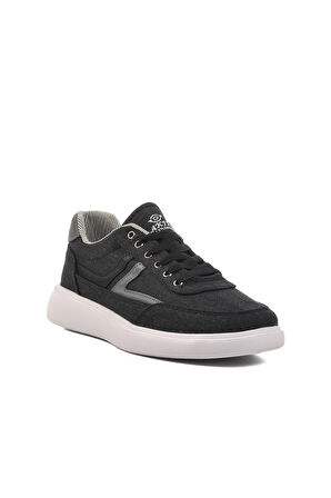 Aspor Siyah Beyaz Keten Erkek Sneaker Ayakkabı