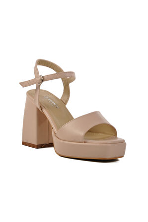 Aspor Bej Platform Topuk Kadın Topuklu Ayakkabı