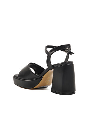 Aspor Siyah Platform Topuk Kadın Topuklu Sandalet