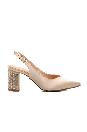 Aspor Altın Sarı Kalın Topuk Kadın Topuklu Ayakkabı