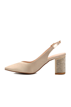 Aspor Altın Sarı Kalın Topuk Kadın Topuklu Ayakkabı