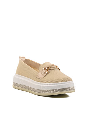 Aspor Bej Hafif Keten Kadın Casual Ayakkabı