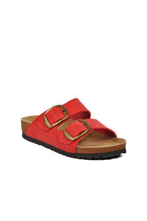 Pierre Cardin Kırmızı Mantar Taban Kadın Düz Terlik