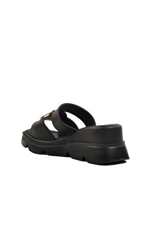 Pierre Cardin Siyah Yüksek Taban Kadın Dolgu Topuk Terlik