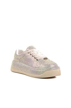 Guja Beyaz Taş İşlemeli Kadın Sneaker