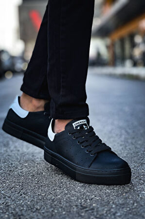 Pabucmarketi Bağcıklı Erkek Spor Ayakkabı Siyah Beyaz