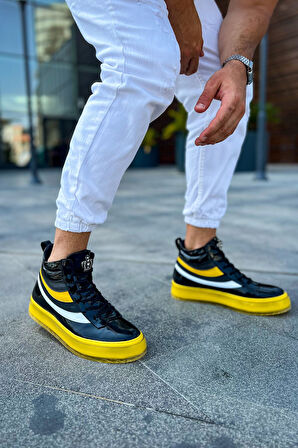 Pabucmarketi Bağcıklı Erkek Sneaker Bot Sarı