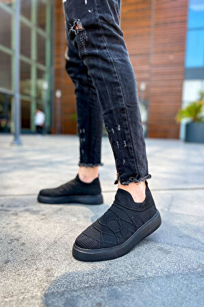 Pabucmarketi Triko Kumaş Erkek Spor Ayakkabı Siyah