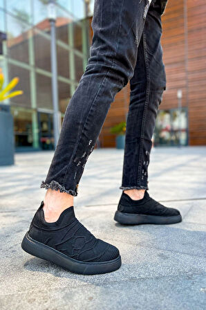 Pabucmarketi Triko Kumaş Erkek Spor Ayakkabı Siyah