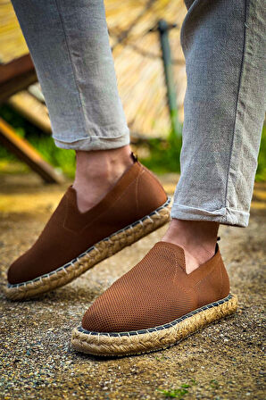 Pabucmarketi Düz Triko Kumaş Erkek Günlük Ayakkabı Kahve